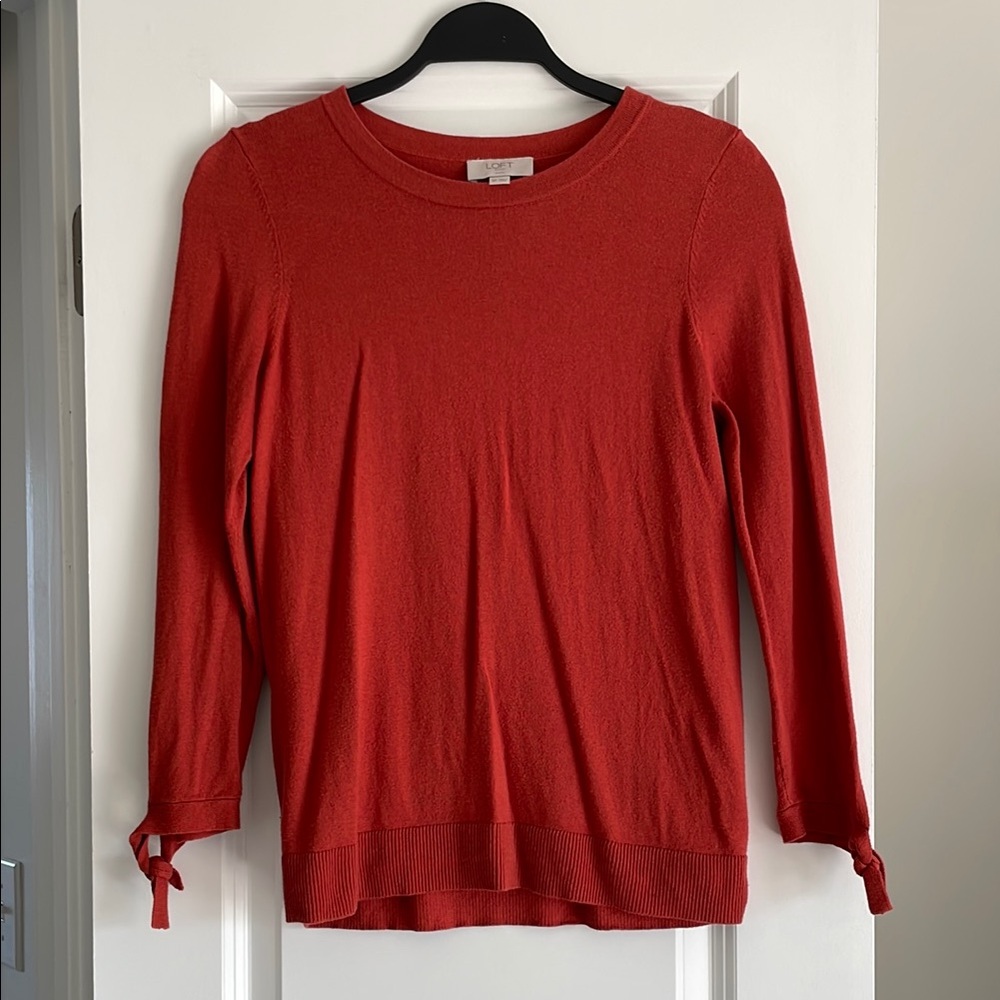 Orange Long Sleeve Sweater with Bow Detail